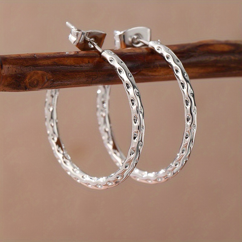 Hammered Hoop Post Earrings